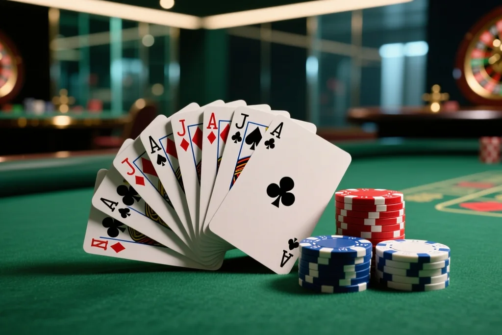 Blackjack asztal lapokkal